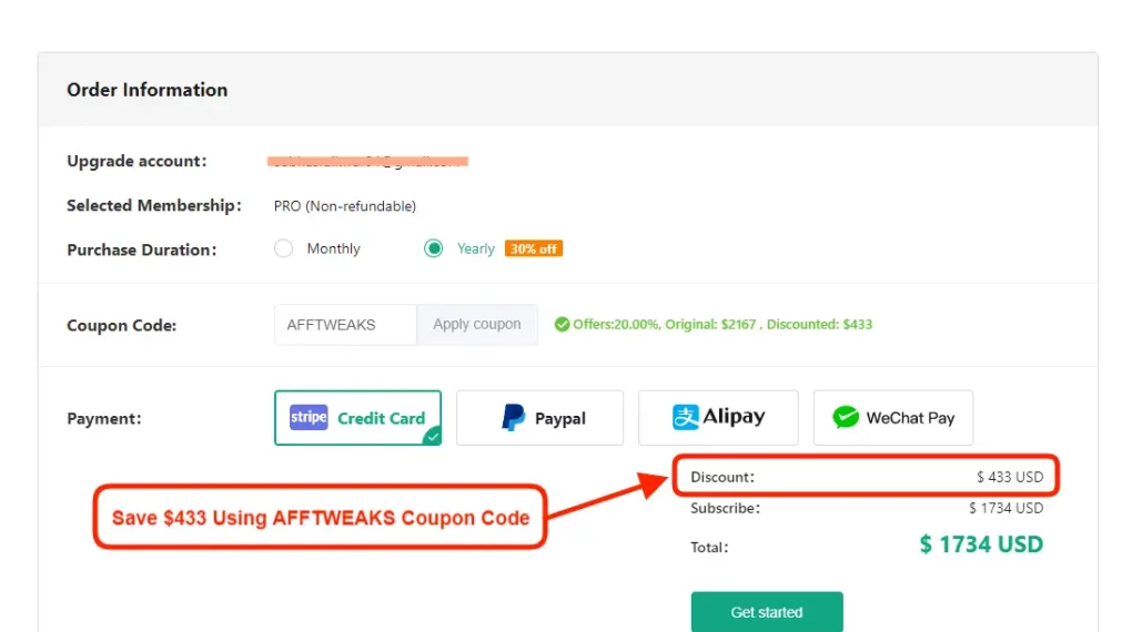 PiPiADS Coupon-Checkout page