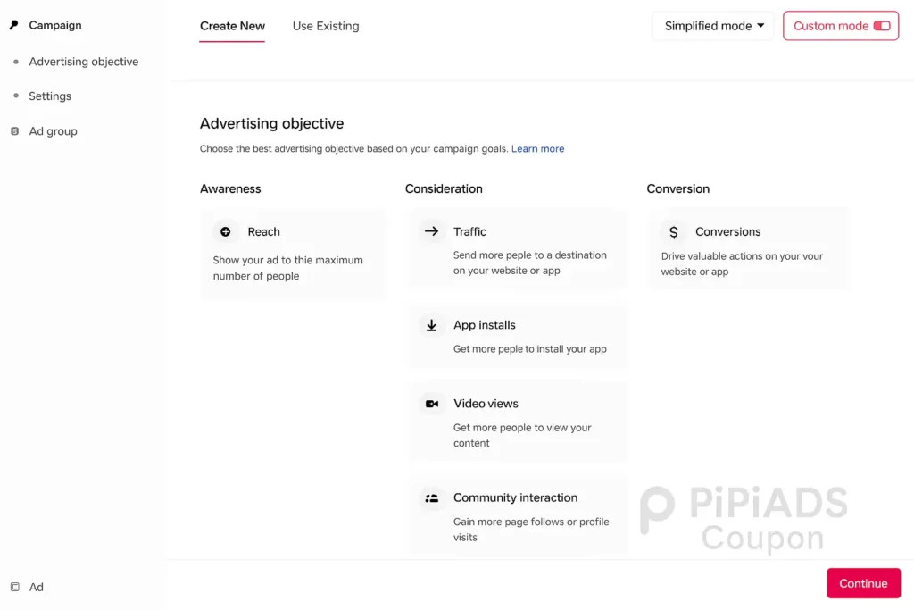 TikTok Search Ads - Creating Campaign